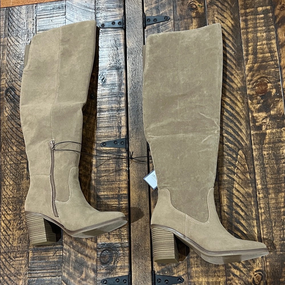 Universal Thread May over the knee scrunch  Tan tall Heeled Boots - Picture 9 of 10
